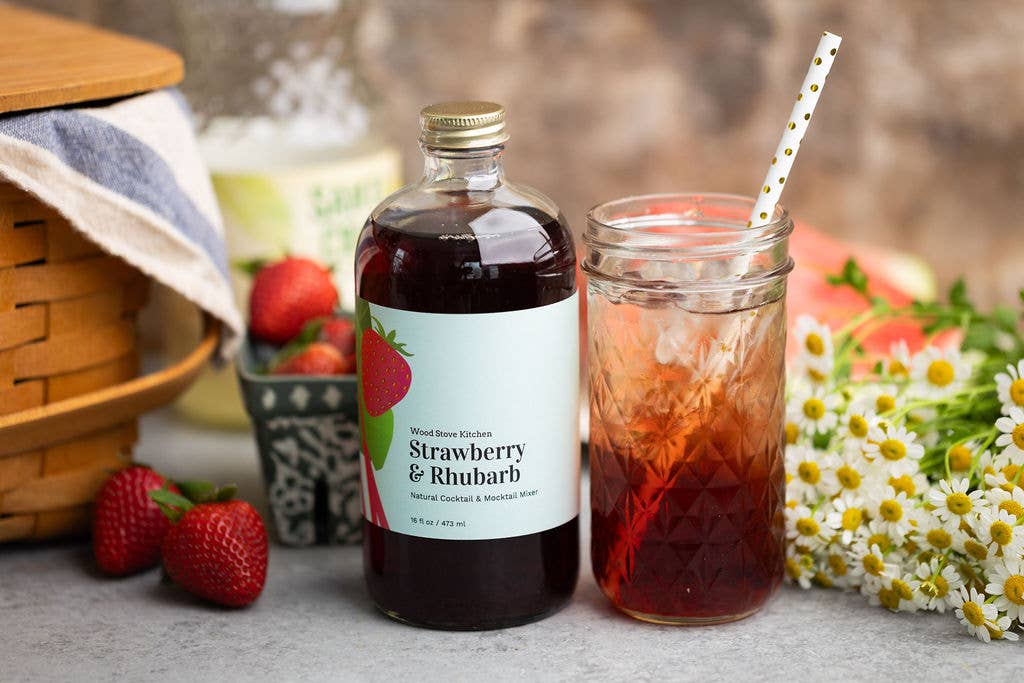 Strawberry & Rhubarb Cocktail and Mocktail Mixer, 16 fl oz