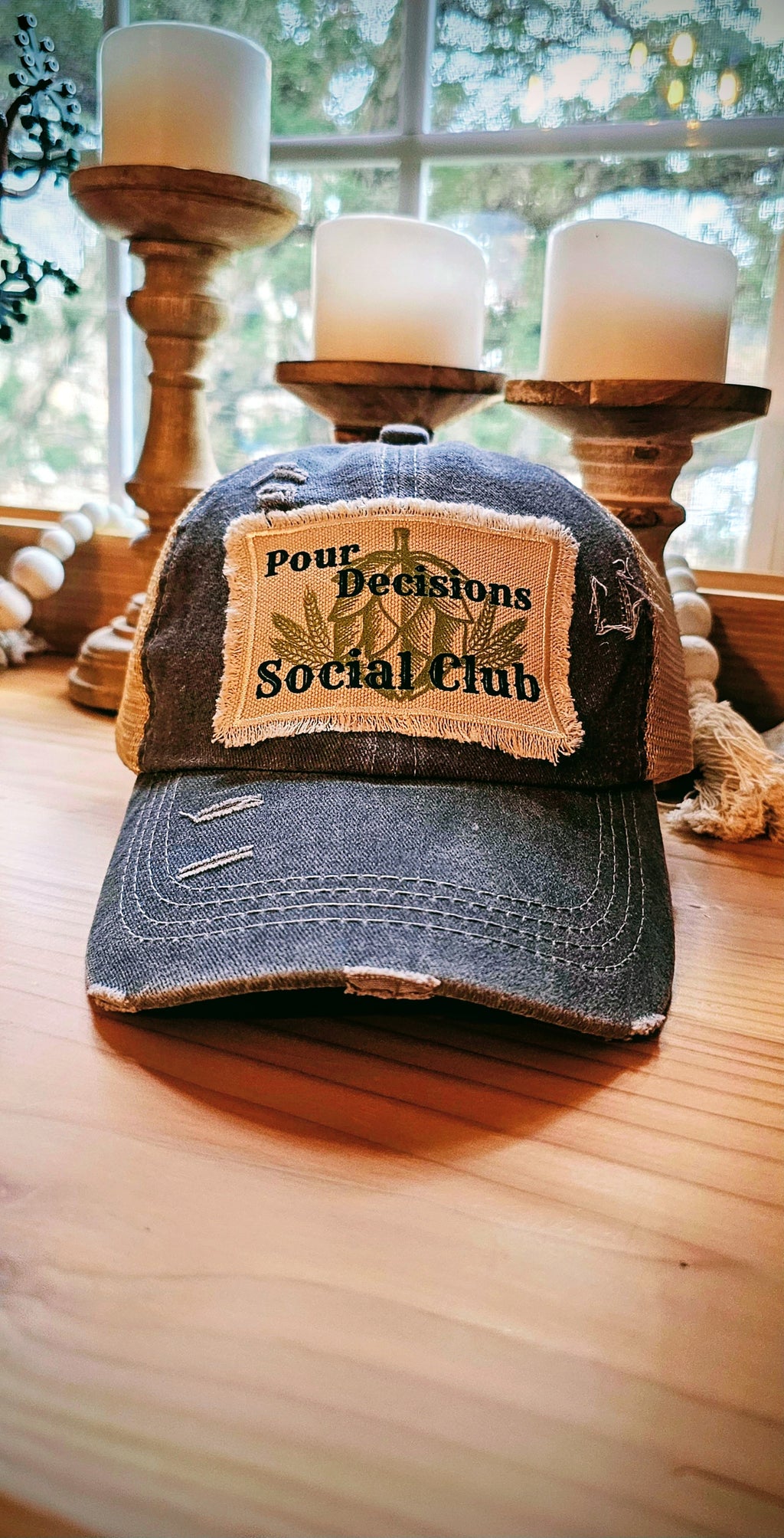 Pour Decisions Social Club -  Grey Ponytail Hat